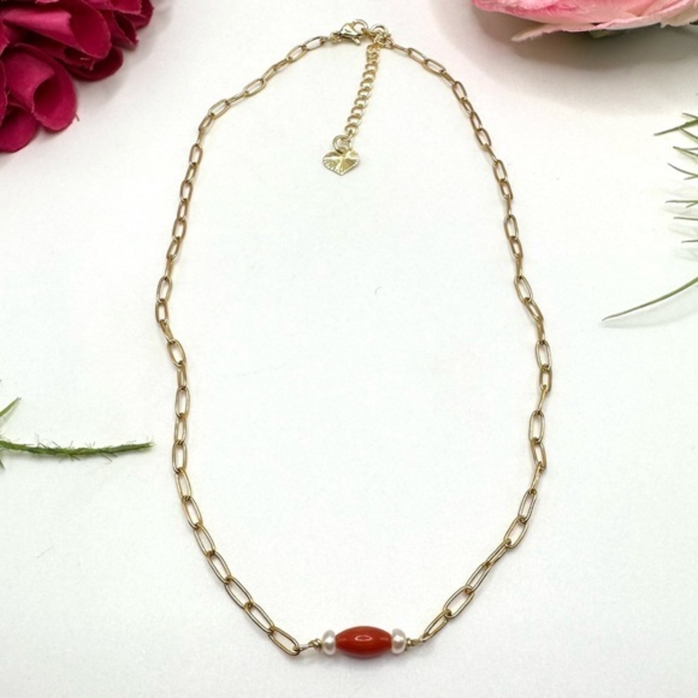 NEW⚜️“Clara” Genuine Coral Baroque Pearl Necklace